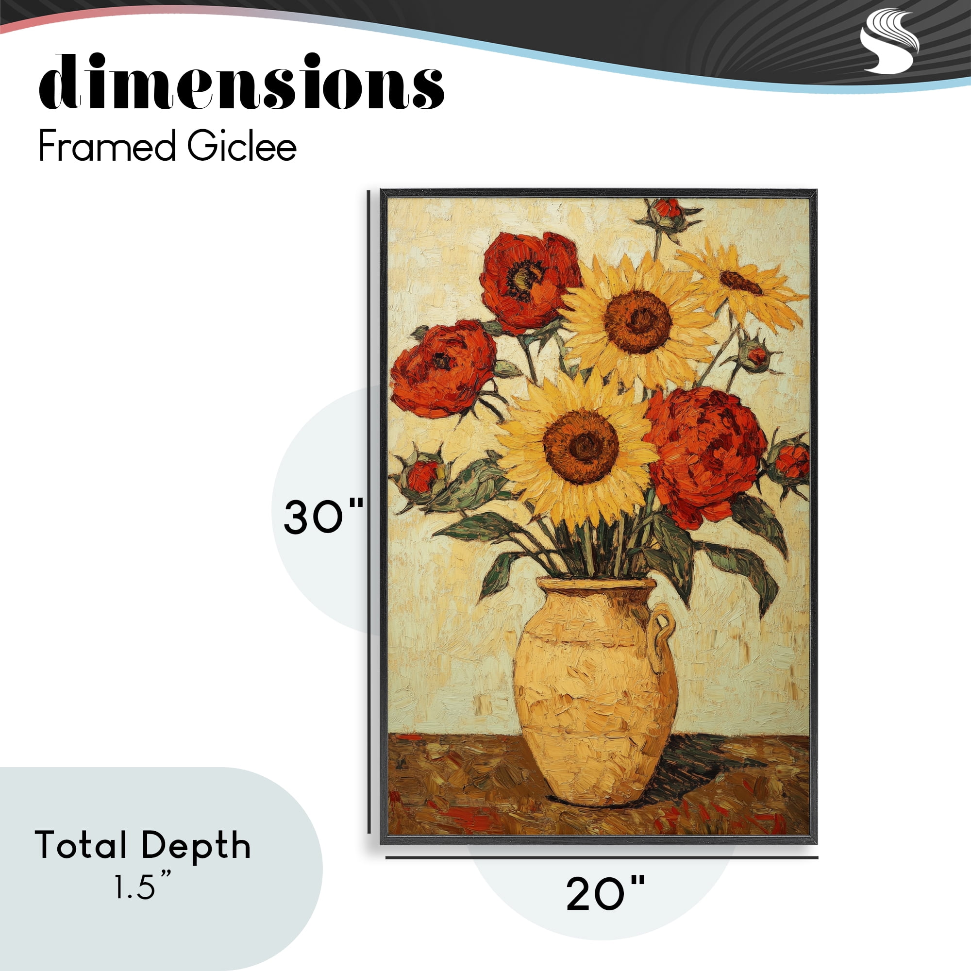 Rustic Flower Display Black Framed Giclee Art, design by Petal Prints Design