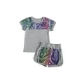 thumbnail image 2 of Ensemble de Paillettes pour Enfants, Haut à Manches Courtes Col Rond et Short à Tête Élastique, 2 of 9