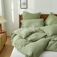 thumbnail image 5 of Simple&Opulence 100% Belgian Linen Pillow Shams -Set of 2, Queen Size - Basic Style Breathable Pure Linen Suitable for Home - Soft Durable Envelope Closure Pillowcases (20''x 26'', Olive Green), 5 of 6
