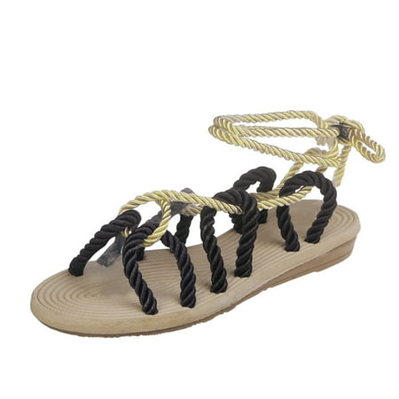 

simu Women s Sandals Comfortable Colorblock Fashion Strap Beach Sandals Flat Ladies Fabric Toe Set Women s sandals Sandals Shoes Casual