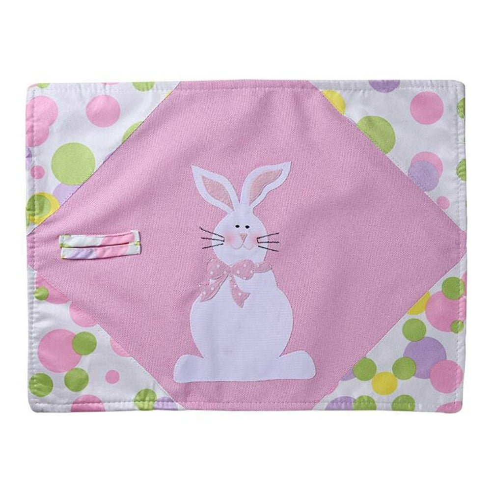 Happy Easter Bunny Placemats Spring Blossom Washable Non Slip Table