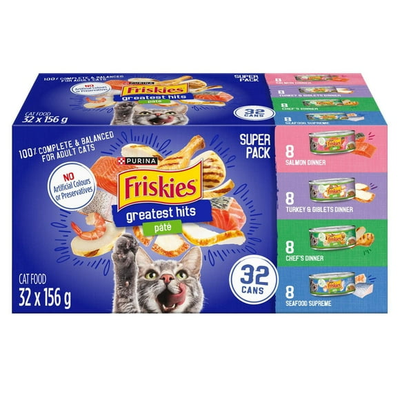 Friskies Pate Greatest Hits Variety Pack, Wet Cat Food 32 X 156g
