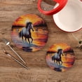 thumbnail image 2 of FREEAMG 2Pcs Painting Horses Pot Holders, Round Cotton Thread Weave Trivets Pot Holders Set for Pot, Bowl, Hot Dishes, Plates, Coasters, 2 of 7