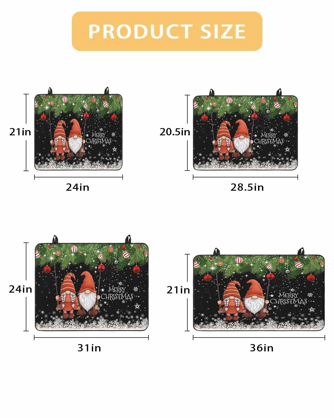 Large Induction Cooktop Protector Mat Black Gnomes Christmas Stove Top Covers for Electric Stove, Xmas Weeping Balls Snowflake Decorative Stove Burner Cover Mats, Glass Top Stove Cover