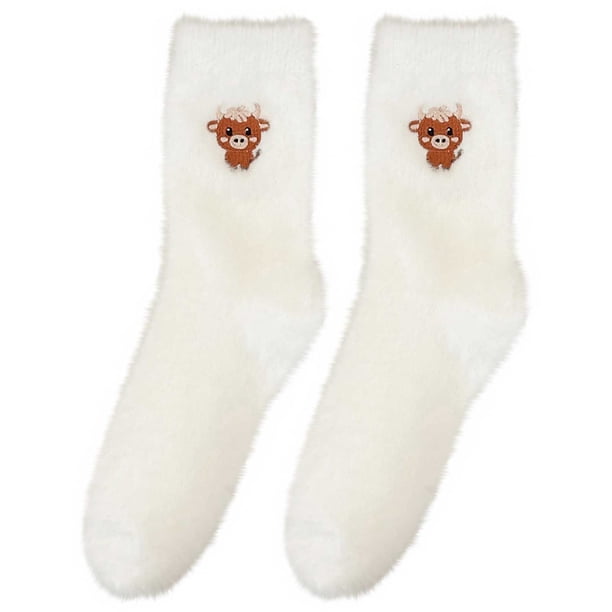 Calcetines gruesos y cálidos de invierno para mujer, con forro polar, hasta la pantorrilla, bonitos y gruesos, para dormir.