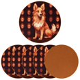 thumbnail image 2 of Pixel Dog Microfiber Leather Round Coasters (6PCS) - 11x11 cm/4.3x4.3 in - Set of 6 Drink Coasters for Home and Office Use, 2 of 6