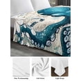 thumbnail image 6 of Coastal Octopus California King Size Flat Sheet, Wrinkleproof & Fadeproof Cooling Flat Bed Sheet Only, Vintage Beach Teal Coral Nautical Breathable Soft Bedding Top Sheets 108 x 98 Inches, 6 of 8