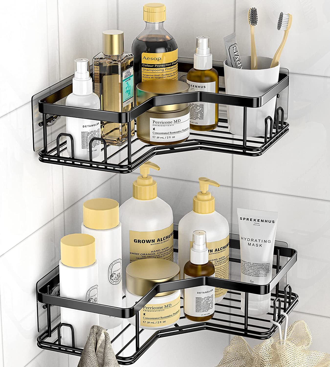 RelaxScene Shower Caddy Shelf - Self Adhesive 2-Pack Bathroom Organizer  Suction Storage Shelves Rack for Inside Shower Black - Yahoo Shopping