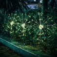 thumbnail image 3 of Decoraciones de jardín luminosas, luces solares de fuegos artificiales con 120 LED blancos cálidos, luz exterior impermeable para pasarelas, caminos, patios traseros y eventos festivos, 3 of 7