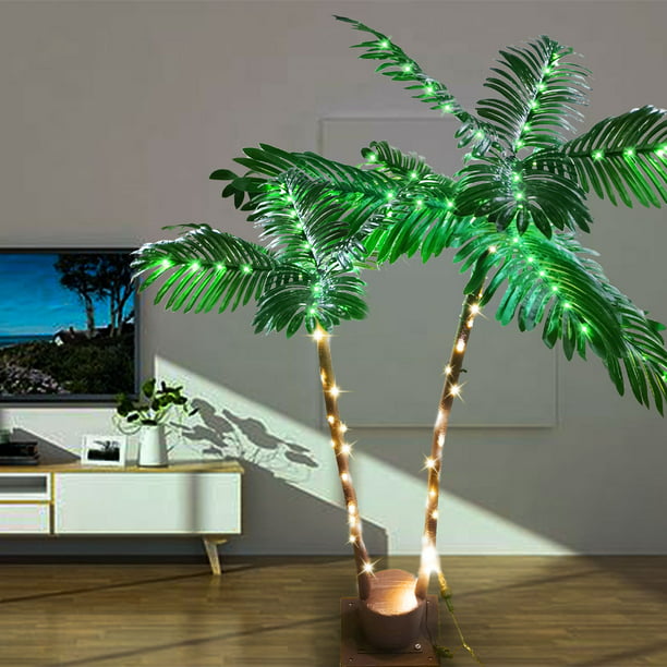 6.9 Ft 174 LED Colorful Lighted Palm Trees with Remote Control, Outdoor Artificial Tropical Palm Tree Lights for Patio Pool Party Bar Decoration - Walmart.com