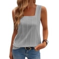 thumbnail image 2 of Summer Women's Wide Strap Square Neck Sleeveless Loose Fit Tank Top, Gray XL, 2 of 6