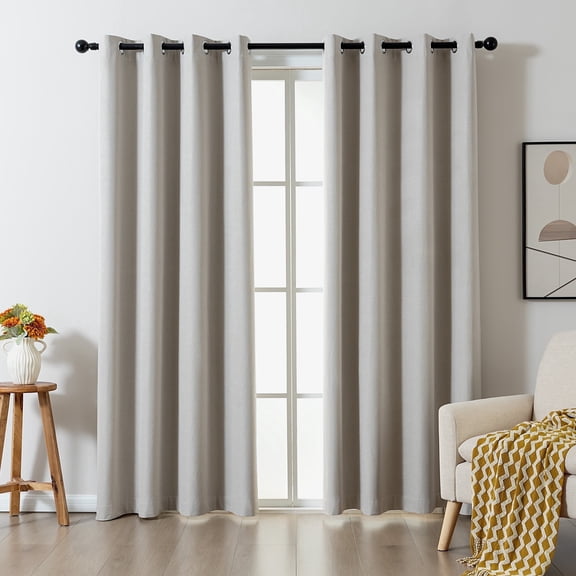 Sonive 52" x 95" Blackout Curtains Pack of 2, Grommet Top Living Room Bedroom Curtain, Beige