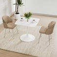 thumbnail image 6 of Teddy Fleece Dressing Chair, Modern Dining Chair with Silver Metal Legs, Armchair Upholstered Dining Chairs, Accent Desk Chair for Dining Room, Kitchen, Vanity, Living Room(Brown,Set of 2), 6 of 10