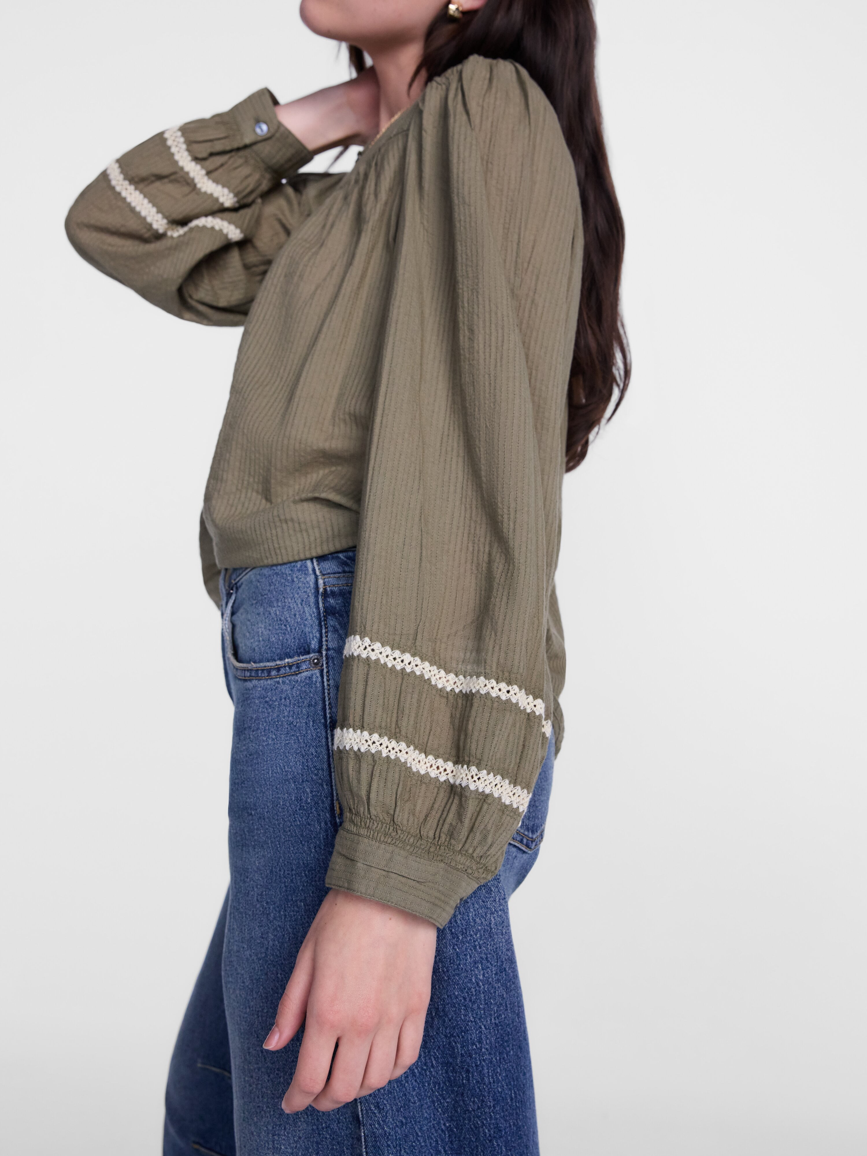 Scenario Women's and Women's Plus Quilted Detail Long Sleeve Top, Sizes XS-4X