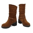 thumbnail image 6 of IUJSOY Women's Slouchy Motorcycle Boots Wide Calf Ankle Boots Chunky Heeled Riding Short Booties, 6 of 9