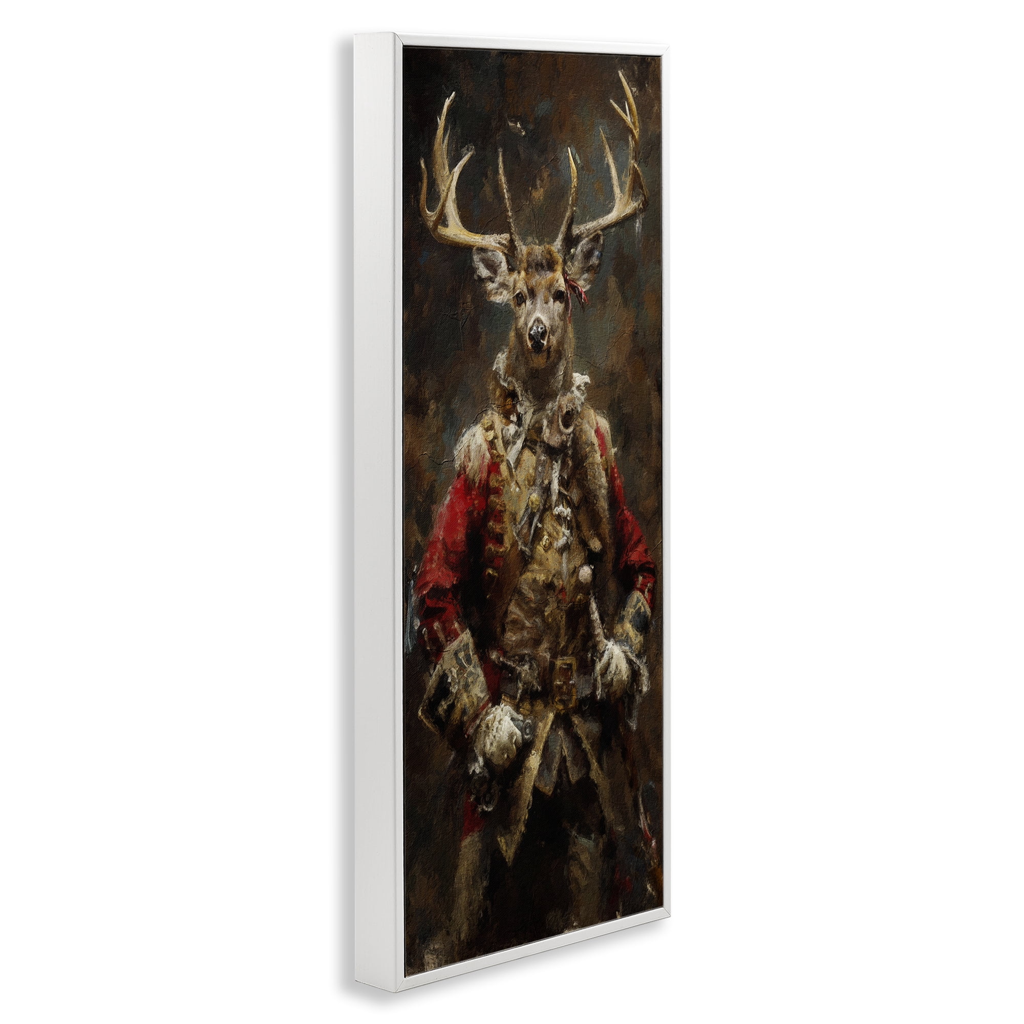 Stupell Industries Regal Deer Portrait Animals & Insects Painting White Framed Art Print Wall Art, 10 x 24