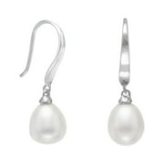 Extel Rhodium Plated Cultured Freshwater Pearl French Wire Earrings