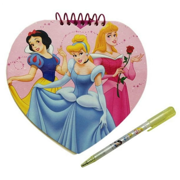 2pcs Disney Princess Notepad and Pen Set - Heart Shape Snow white  Cinderella Notepad