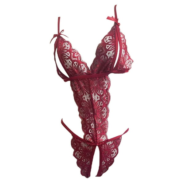 nsendm Female Underwear Adult 3x Lingerie plus Size Sexy Push up Lenceria  Extreme Sexy Dessous New Luxury plus Size Lingerie for Women with(Wine, XL)  