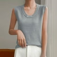 thumbnail image 4 of WEIee Women's Tank Tops Shirts for Women Summer Crewneck Sleeveless Blouse Solid Color Lightweight Loose Fit Tops Lady Holiday Tank Tee Gray M, 4 of 4