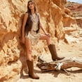 thumbnail image 4 of GJPBGK Women’s Western Mid-Calf Cowboy Boots Square Toe Pull-On Chunky Heel Boots PU Leather Wide Fit Riding Cowgirl Boots, 4 of 10