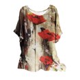 thumbnail image 1 of Mujer suelta casual manga corta cuello redondo estampado casual blusa camiseta túnica tops Fridja  ghk4498, 1 of 6
