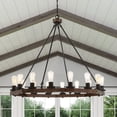 thumbnail image 3 of ACROMA  16 Light 42In Modern Farmhouse Wagon Wheel Chandelier-UL Weathered Oak, 3 of 5
