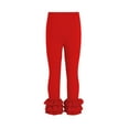 thumbnail image 6 of Eltusu Girls Leggings, Dance Ruffle Hem Stretch Elastic Waist Tight Pants Red Size 5-6 T, 6 of 8