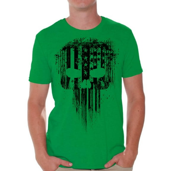 Awkward Styles American Flag Shirts for Husband Patriotic Shirts for Men Black Skull T Shirt for Him USA Lovers Gifts Military American Flag American Reaper Men's T Shirt Skeleton Shirts for Men