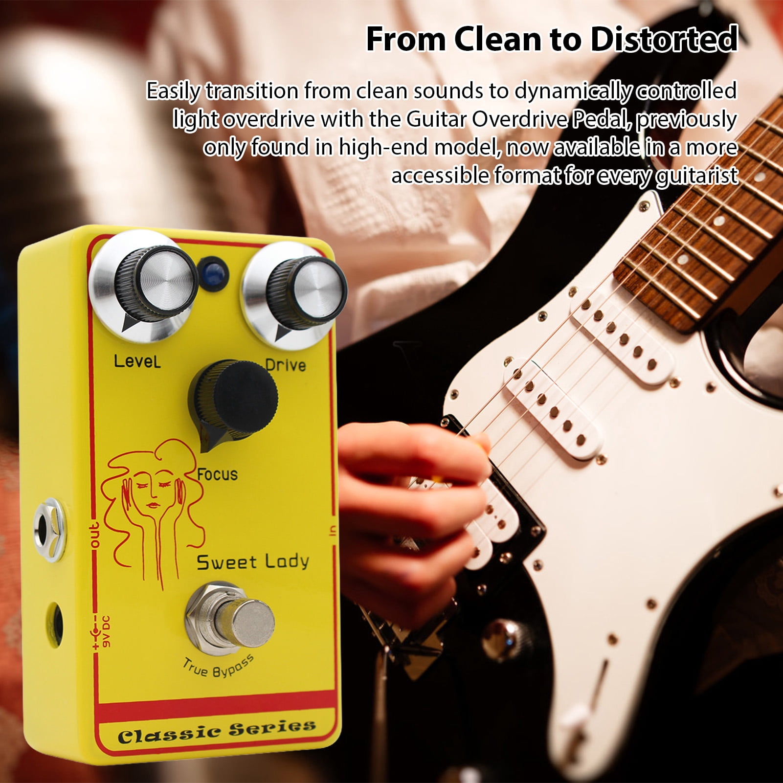 Nieyigj Classic SWEET LADY Overdrive Effects Pedal Touch Sensitive Low Gain DC 9V Electric Guitar Effector with True Bypass (4.6 inches / 11.6 cm)