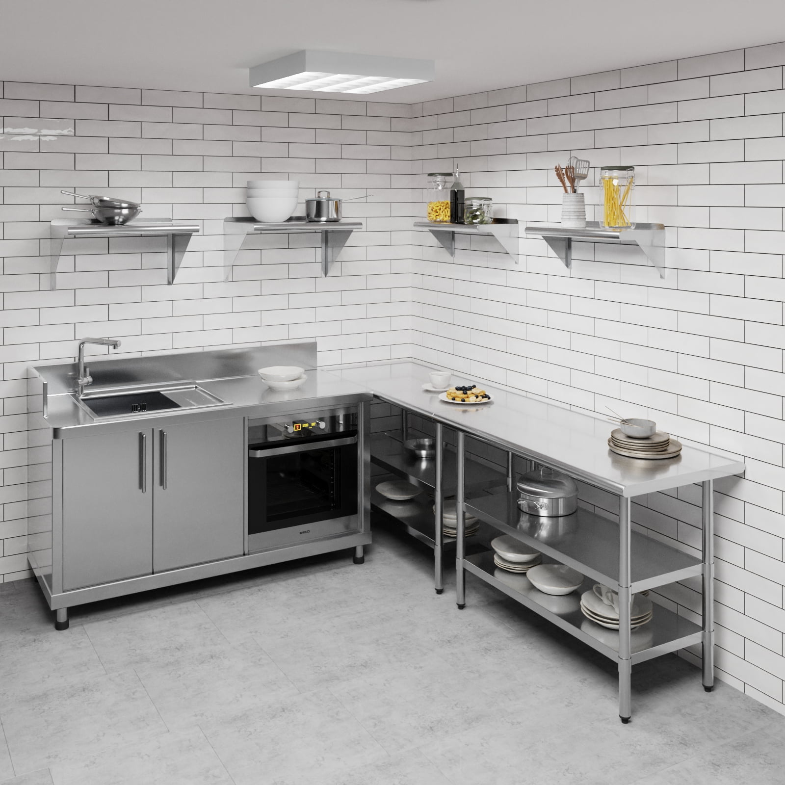 AmGood 10 in. x 24 in. Stainless Steel Wall Shelf | NSF Certified | Appliance & Equipment Metal Shelving | Kitchen, Restaurant, Garage, Laundry, Utility Room