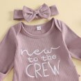 thumbnail image 5 of Cjfdfy Newborn Baby Girl Fall Outfit New To The Crew Romper Ribbed Waffle Knit Long Sleeve Bodysuit And Headband Set Preemie Cute Coming Home Fall Winter Outfit, 5 of 8