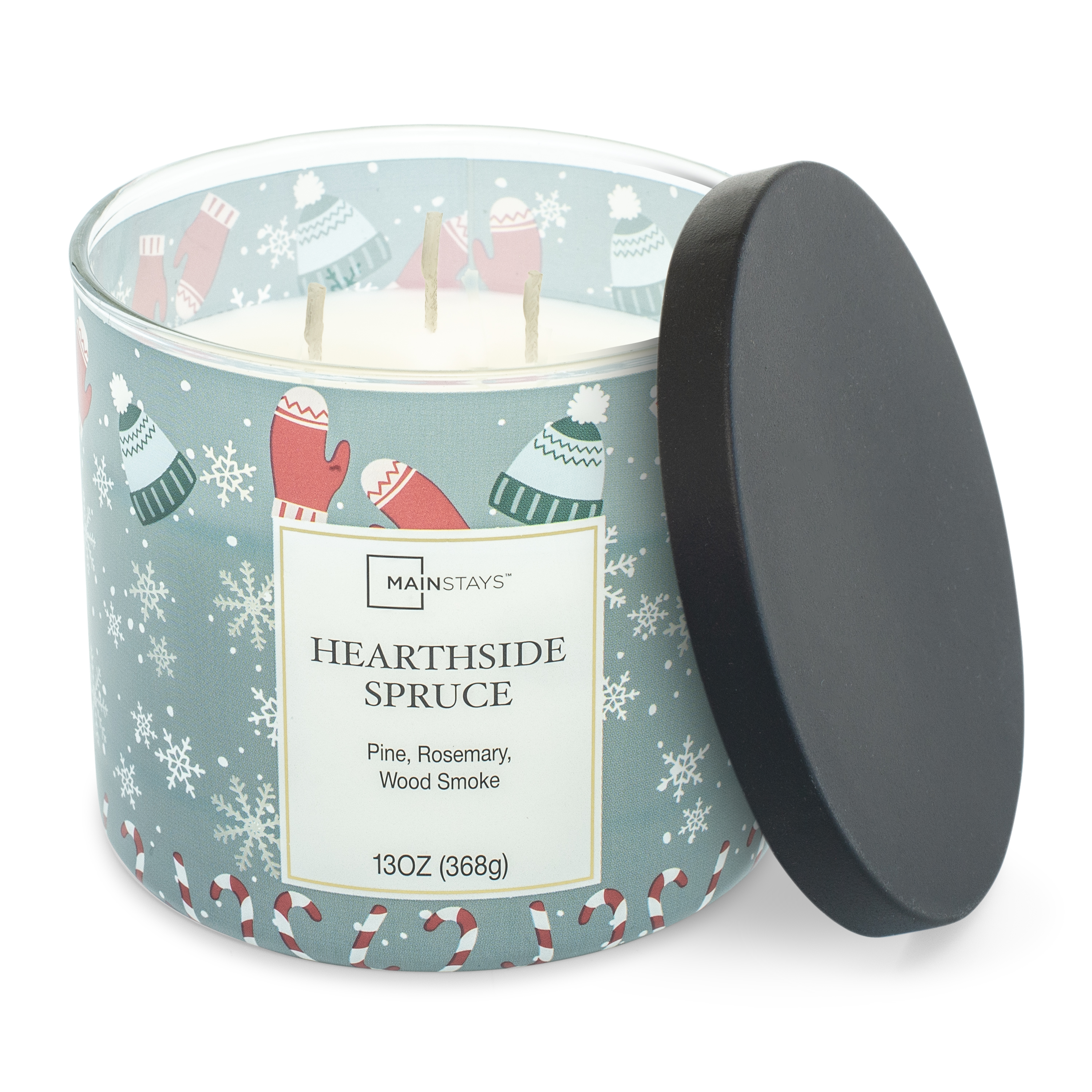 Mainstays Scented 3-Wick Jar Candle, Hearthside Spruce, 13 oz
