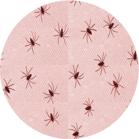 Ahgly Company Machine Washable Indoor Round Transitional Light Coral Pink Area Rugs, 4' Round