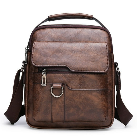 Men's Shoulder Bag PU Leather Flap Mens Crossbody Business Flap (for 9.7" for ipad) Mens Solid Crossbody Travel Bag (Brown)