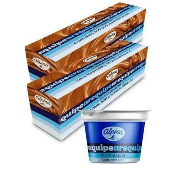Arequipito Alpina Dulce de Leche Bite Size (24 Individual mini containers 1.7oz each) - Imported from Colombia