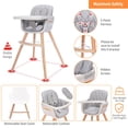 thumbnail image 2 of High Chair, OEIKPFN 3 IN 1 Convertible Wooden High Chair with Adjustable Legs & Removable Tray, Gray, 2 of 8