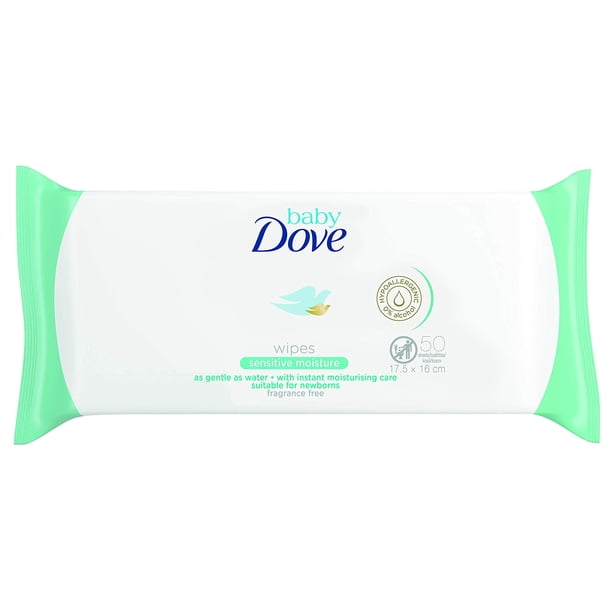 Toallitas Dove Sensitive Moisture para bebés, 50 unidades (paquete de 6)