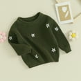 thumbnail image 2 of Okbabeha Baby Girl Floral Sweater Toddler Sweaters Long Sleeve Knit Sweater Crewneck Sweatshirt Newborn Infant Fall, 2 of 7