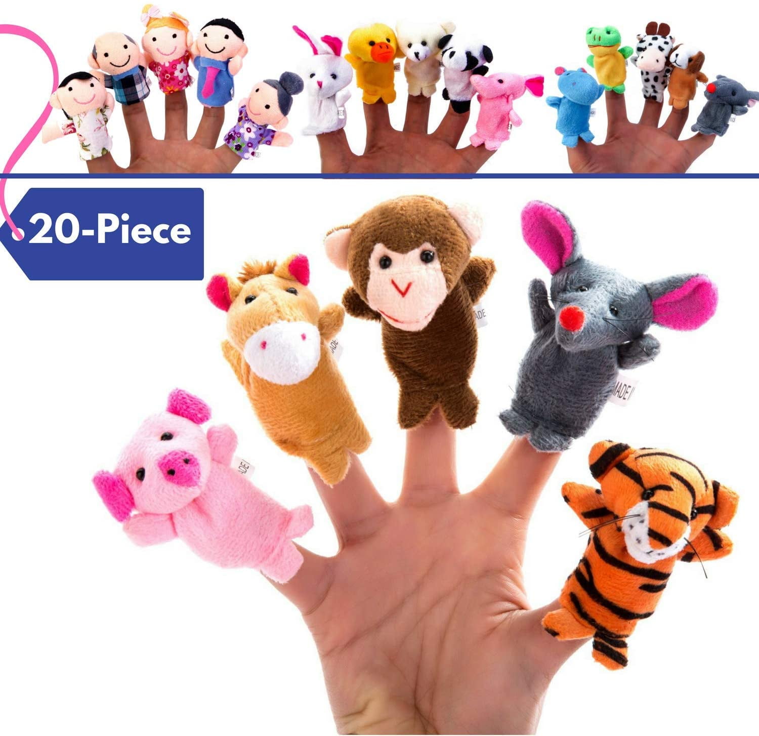 Story Finger Puppet Show 6 People Family Members Educational Toy Pretend & Play 
