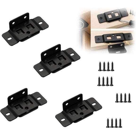 12 Pack Quick Fitting Furniture Joint Bracket with Screws, Stainless Steel Furniture Connectors, 2-in-1 Locking Insert Shelf Brackets, for Beds, Tables, Shelves, Wardrobes (4pcs)