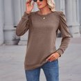 thumbnail image 5 of Samickarr Pullover Sweaters For Women Fall Sweatshirt Tunic Tops For Women To Wear With Leggings Women Casual Long Sleeve Solid Lightweight Round Neck Folded Tunic Tops, 5 of 8