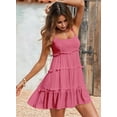 thumbnail image 5 of Womens Summer Dresses Wedding Guest Dresses Beach Sundresses Spaghetti Strap Flowy Boho Dress Deep Pink XL, 5 of 6