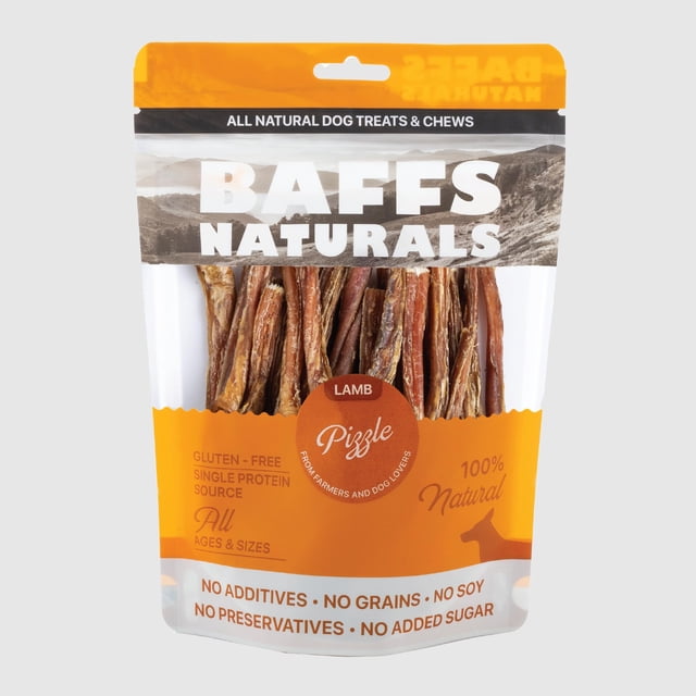 Bastones masticables para perros Baffs Naturals de pizzle de cordero 227 g