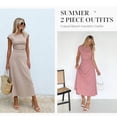 thumbnail image 4 of Two Piece Skirt Set for Women 2026 Summer Spring Dressy Casual Knit Travel Vacation Matching Lounge Outfits, 4 of 5