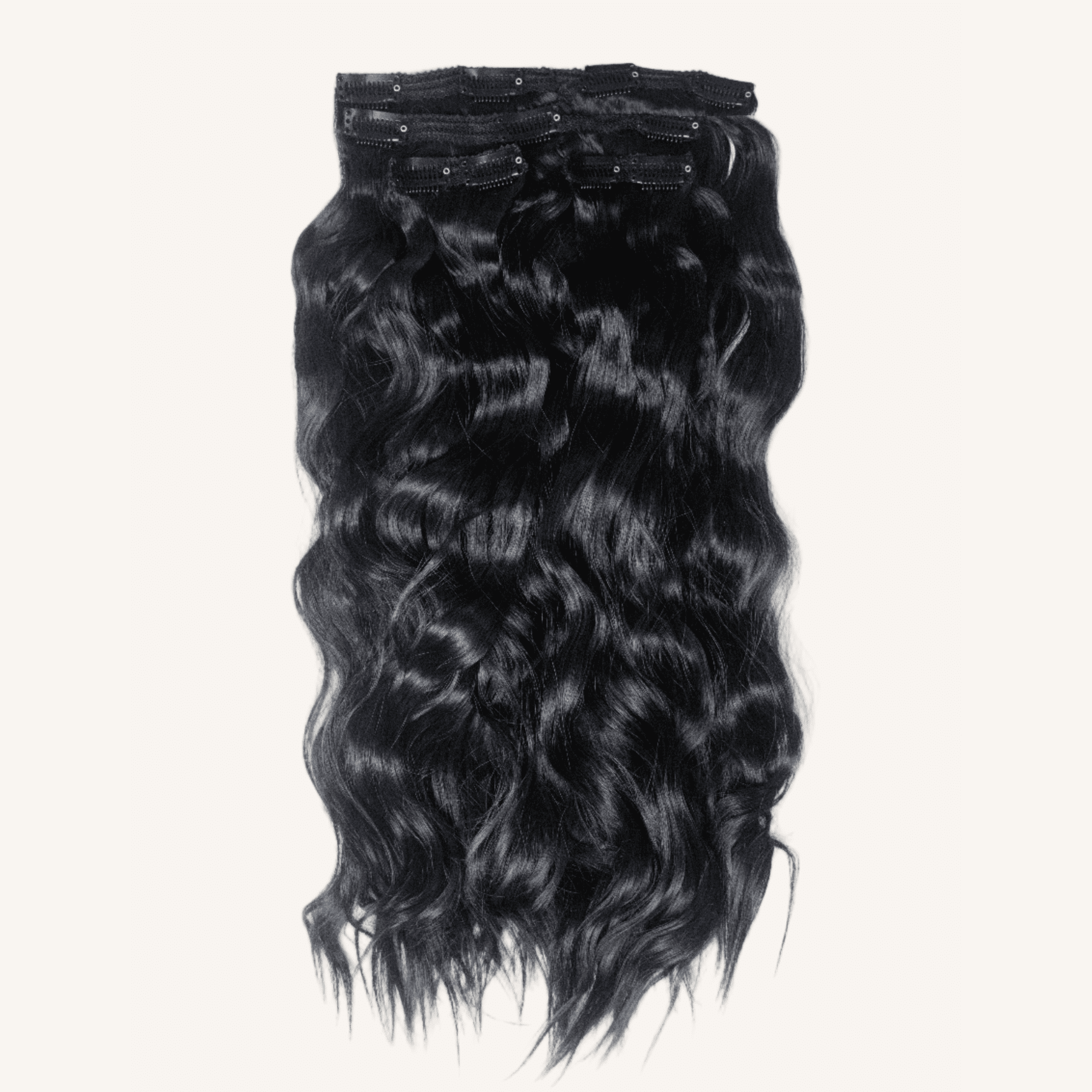 Mane Theorie Beach Wave Clip-In Hair Extensions for Women, 20 inch, off black