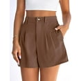 thumbnail image 3 of PRETTYGARDEN Womens Shorts Casual Summer Elastic High Waist Zipper Button Tailored Shorts Pleated Beach Vacation Outfits, 3 of 8