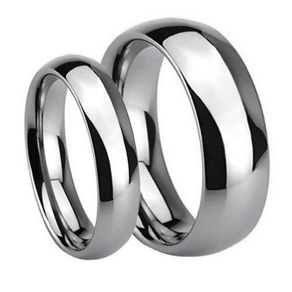 Tungsten Carbide 8MM/6MM For Him & Her Domed Classic Wedding Band Ring Set
