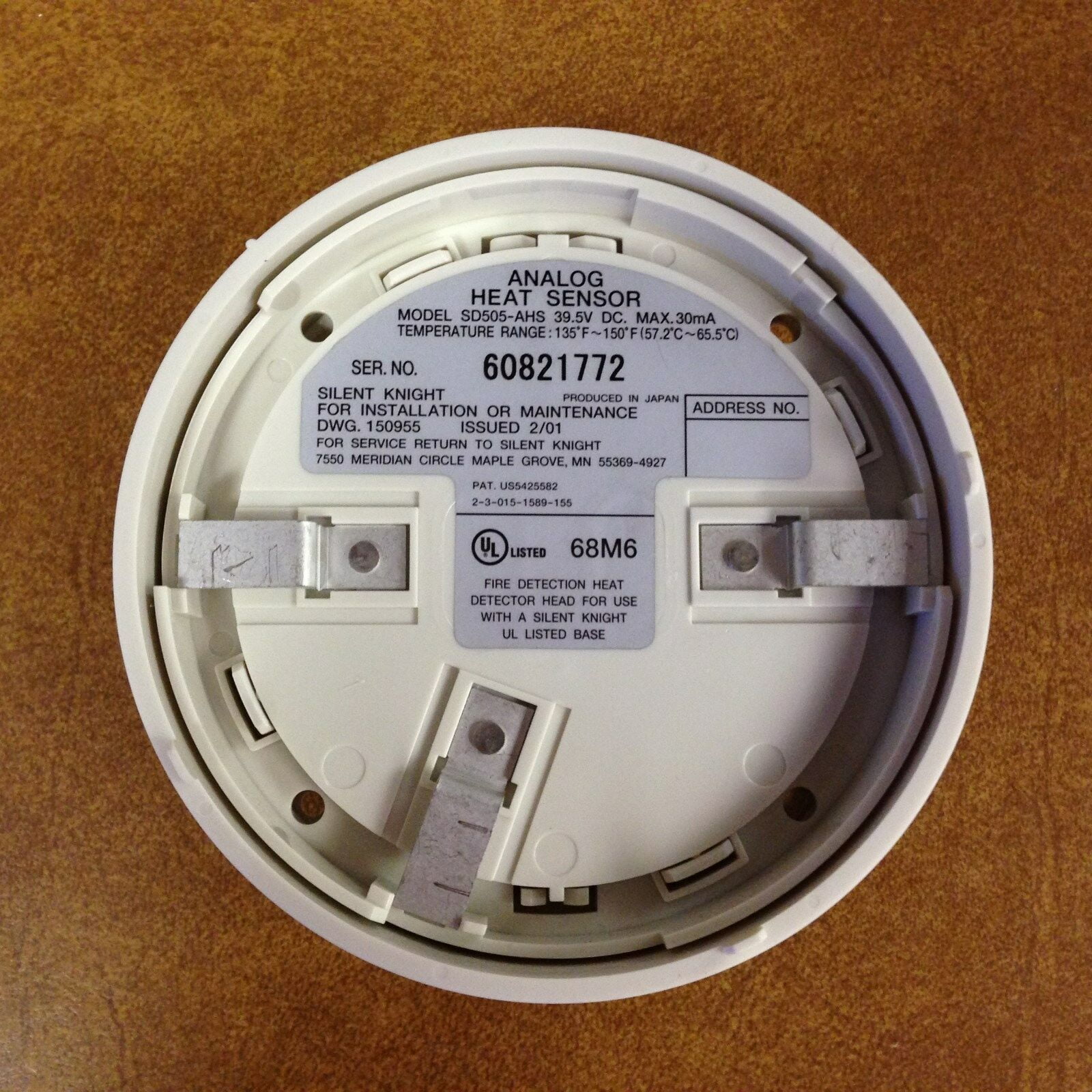 SILENT KNIGHT SD505AHS ADDRESSABLE ANALOG HEAT SENSOR HEAD WHITE