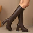 thumbnail image 3 of The Chunky heel Boot: Women's Knee-High Platform Boot with a Square Toe & Easy wear, 3 of 10